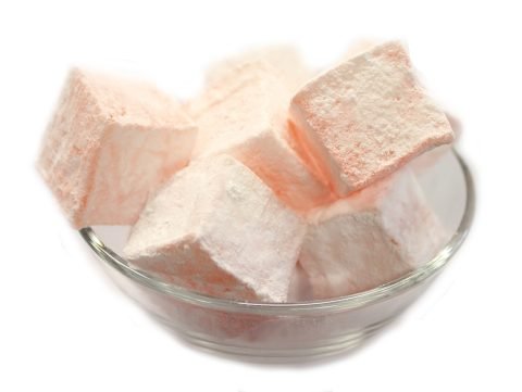 Orange Turkish Delight covered with icing sugar